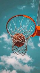 Basketball Going Through Basketball Hoop