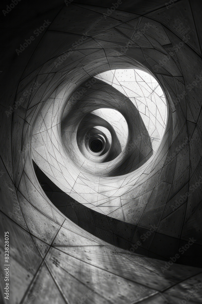 Fototapete A lens at the center of a web of lines and shapes, creating a sense of interconnectedness and flow,