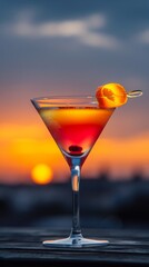 Martini With Orange Garnish on Rim