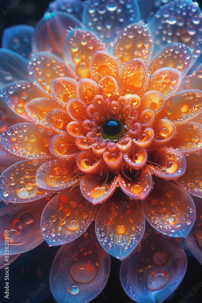 Leinwandbilder a lens at the center of an explosion of fractal patterns, each pattern radiating outward in a mesmer
