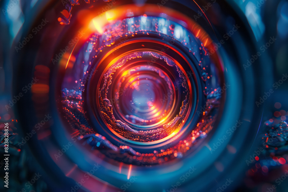 Fototapete abstract image of a lens surrounded by spirals of light, each spiral twisting and turning in dynamic