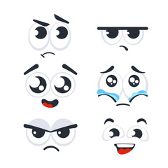 Cartoon faces expressions. Face emotion. Facial feelings.