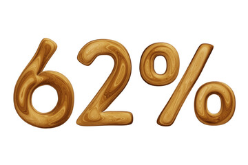 Wooden 62 percent for sale, discount, promotion and business concept 