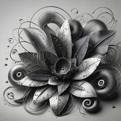 black and white abstract flower background