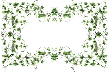 twisted vines and leaves forming a rectangular border on white background