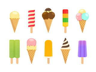 Ultimate Ice Cream Collection - Variety of Summer Treats Vector Set With Cones and Popsicles