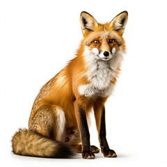 Fototapeta premium sitting fox isolated on white background 