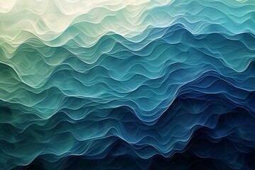 Obraz premium Abstract gradient texture with layered, wavy patterns in shades of teal and blue.