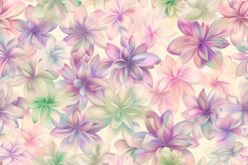 Fototapeta premium Pastel seamless pattern with delicate flowers, perfect for elegant and feminine designs. This soft and beautiful pattern adds a touch of grace and sophistication.