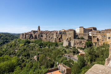 Obraz premium Pitigliano - the picturesque medieval town founded in Etruscan time on the tuff hill in Tuscany, Italy.