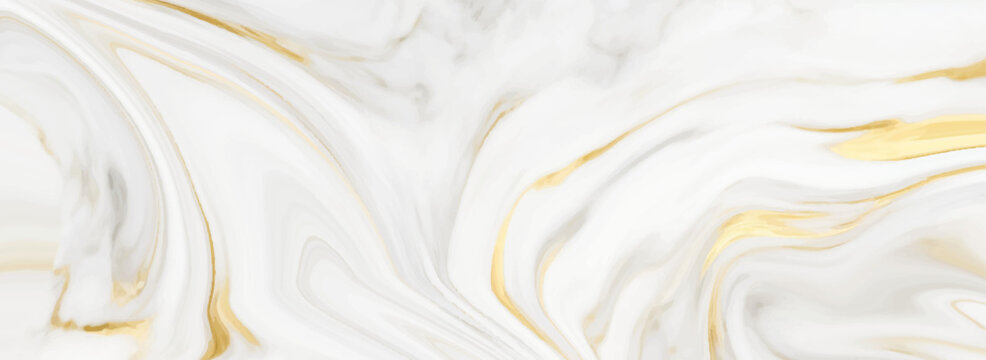Abstract hand painted liquid ink gold splashes effect.  Abstract luxurious natural fluid art marble in alcohol ink technique vector illustration. Abstract marble white and gold background