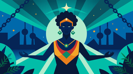 Majestic African Queen with Traditional Attire Illustration. Vector illustration, International Day for the Remembrance of the Slave Trade and Its Abolition