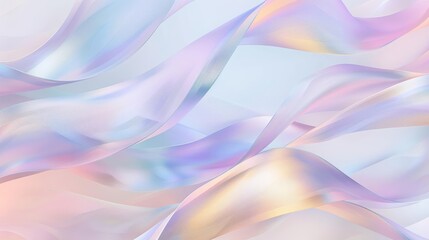 Iridescent ribbons, flowing curves, pastel hues, smooth texture, dreamy and elegant