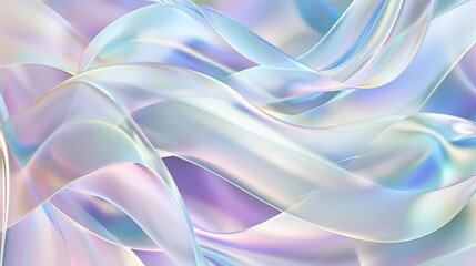 Iridescent ribbons, flowing curves, pastel hues, smooth texture, dreamy and elegant