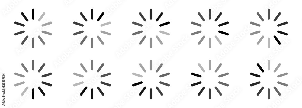 Poster buffering circle set in grey color vector image rounded style. loading indicator vector icon set. bu