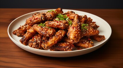 Plate of crispy and flavorful Korean fried chicken