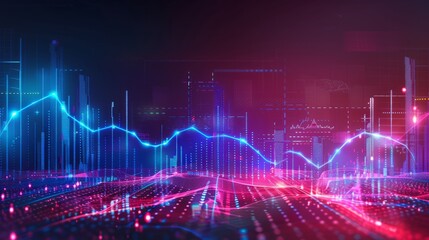 Abstract digital chart background, stock business graph, statistics and diagram about data exchange in finance, trend and trade in economy