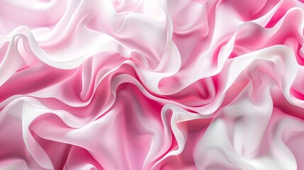 Fototapeta premium Abstract modern pink and white background, folded ribbons macro, fashion wallpaper with wavy layers and ruffles, generative ai