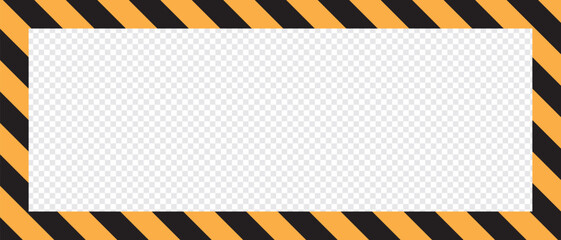 Yellow and black caution tape square frame, warning sign border template.Blank vector illustration warning background. Hazard caution sign tape. Space for text