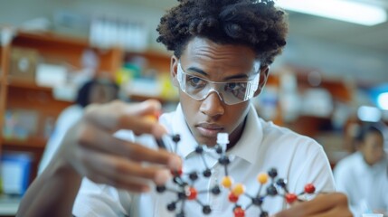Student Examining a Molecular Model - Powered by Adobe