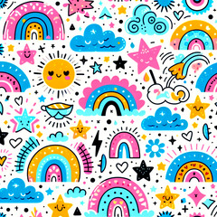 pattern rainbow sun clouds