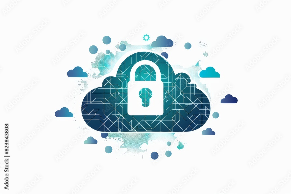Poster efficient cloud data management with enhanced security and protection measures, vector illustration