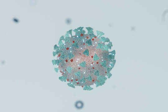 Close-Up 3D Render of a SARS-CoV-2 Virus Particle