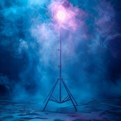 Pulsing Neon Light in Moody Dark Studio Scene