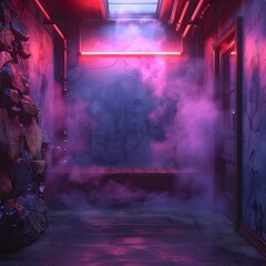 Glowing Neon Purple Passage in Moody Futuristic Studio Room