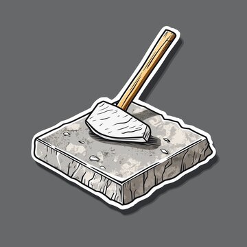 hammer hitting stone block clip art preview
