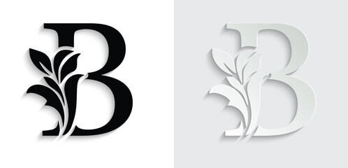 letter B flower letters. Vintage ornament initial Alphabet. Logo vector	
