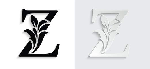 letter Zflower letters. Vintage ornament initial Alphabet. Logo vector	
