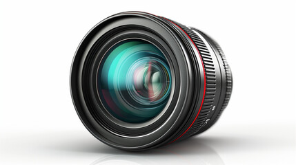 Clear Camera Lens on White Background