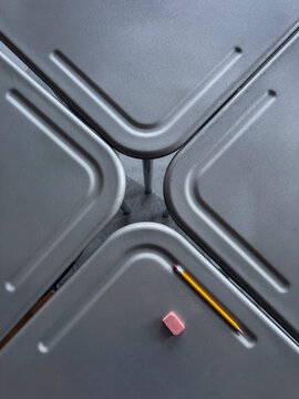 Still life of eraser  and pencil school supplies 