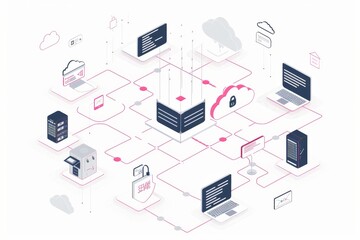 Fototapeta premium Secure Cloud-Based Data Management Solutions with Advanced Encryption and Network Protection