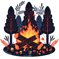 Enchanted Forest Campfire Illustration Transparent PNG