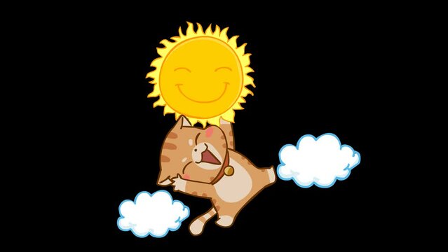 Animated Cat Saying Good Morning - Transparent Background
