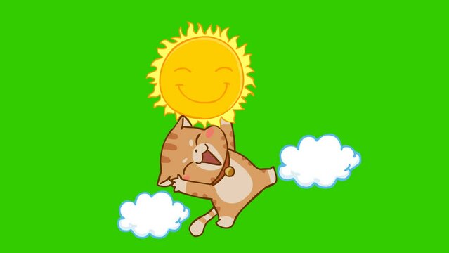 Animated Cat Saying Good Morning - Green Screen