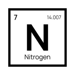Nitrogen chemical element of the periodic table. Vector isolated symbol N