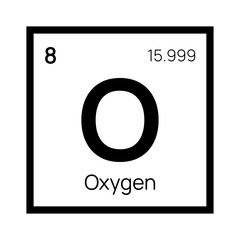 Oxygen chemical element of the periodic table. Vector isolated symbol O