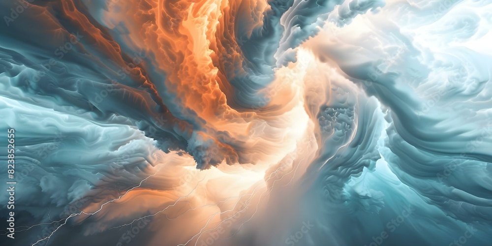 Poster captivating image of a thunderstorm with dynamic lightning and intense atmosphere. concept natural p