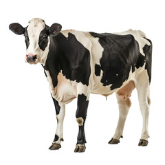 A cow looking at the camera isolated on transparent background.