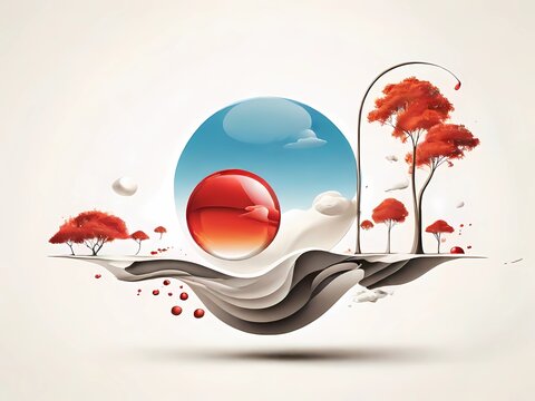surrealism artwork with simple and beautiful scenery ,Generative AI