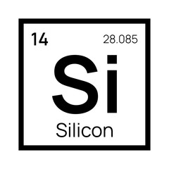 Silicon chemical element of the periodic table. Vector isolated symbol Si