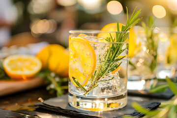 Gin and tonic garnished in a beautiful manner