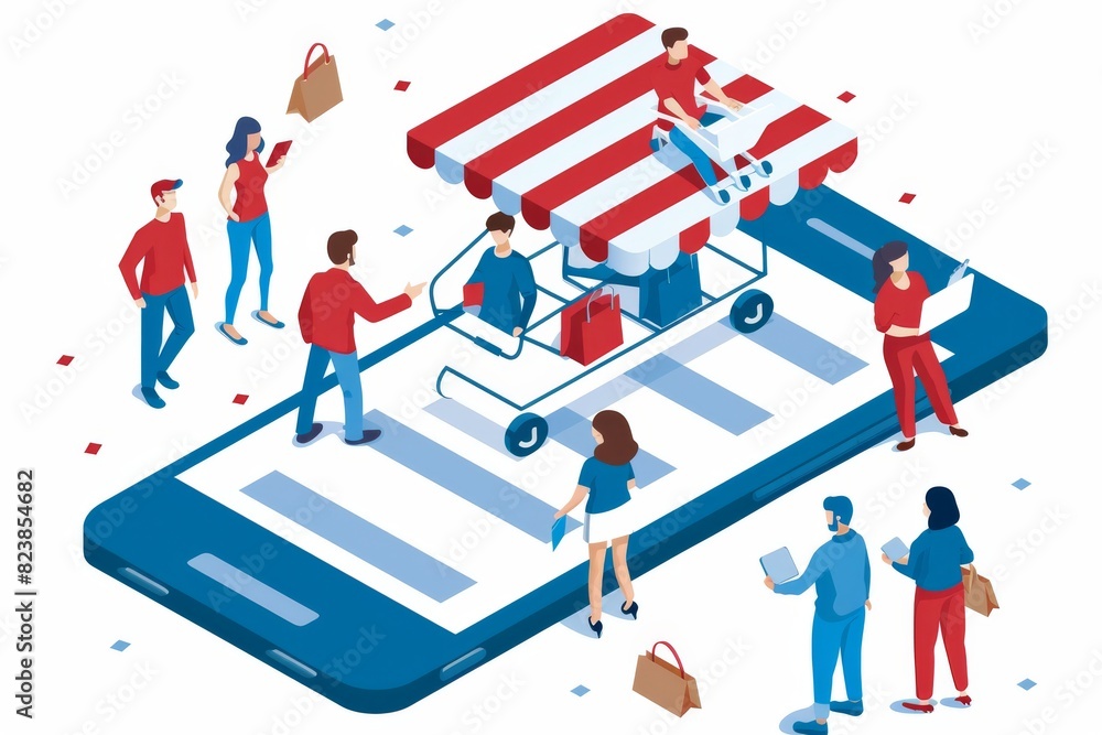 Poster secure digital shopping with online e-commerce platform and data protection technology