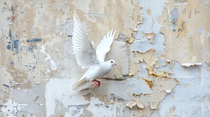 Concept for the Day of German Unity. A dove of peace drawn on a piece of wall.