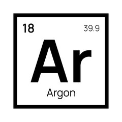 Argon chemical element of the periodic table. Vector isolated symbol Ar