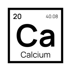Calcium chemical element of the periodic table. Vector isolated symbol Ca