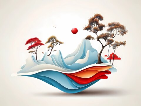 surrealism artwork with simple and beautiful scenery ,Generative AI